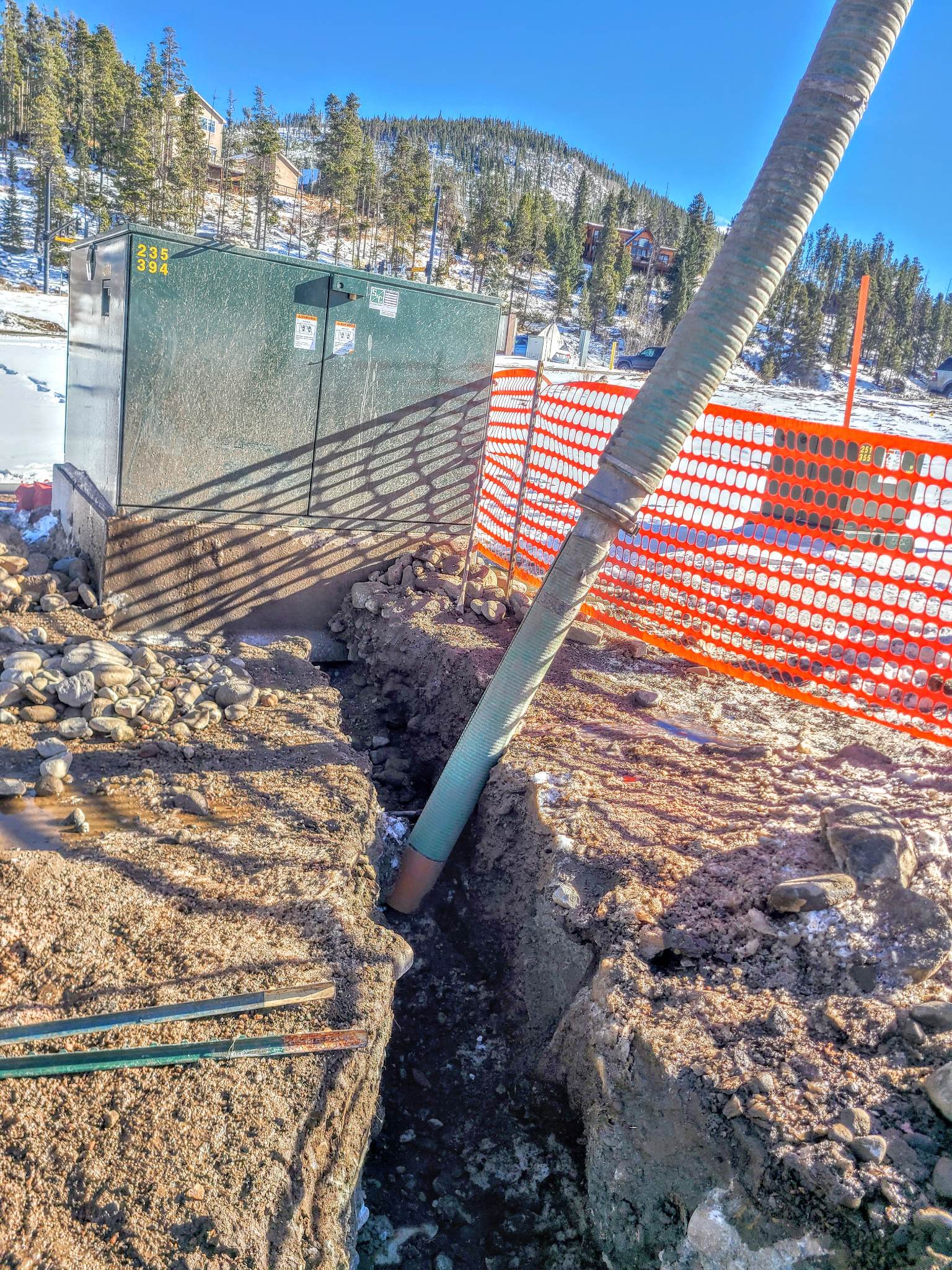 Trenching.  Trenching near electrical box.